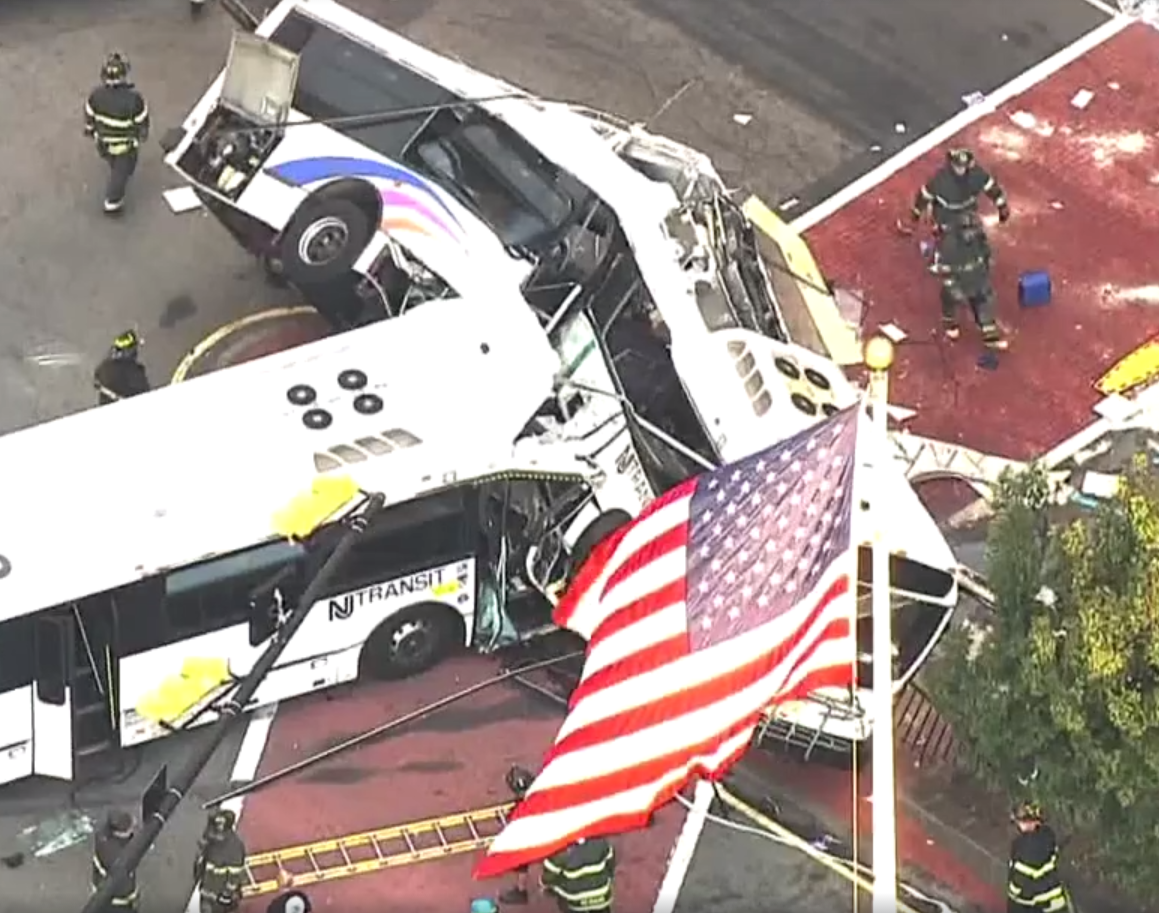 two NJ transit buses collide at intersection
